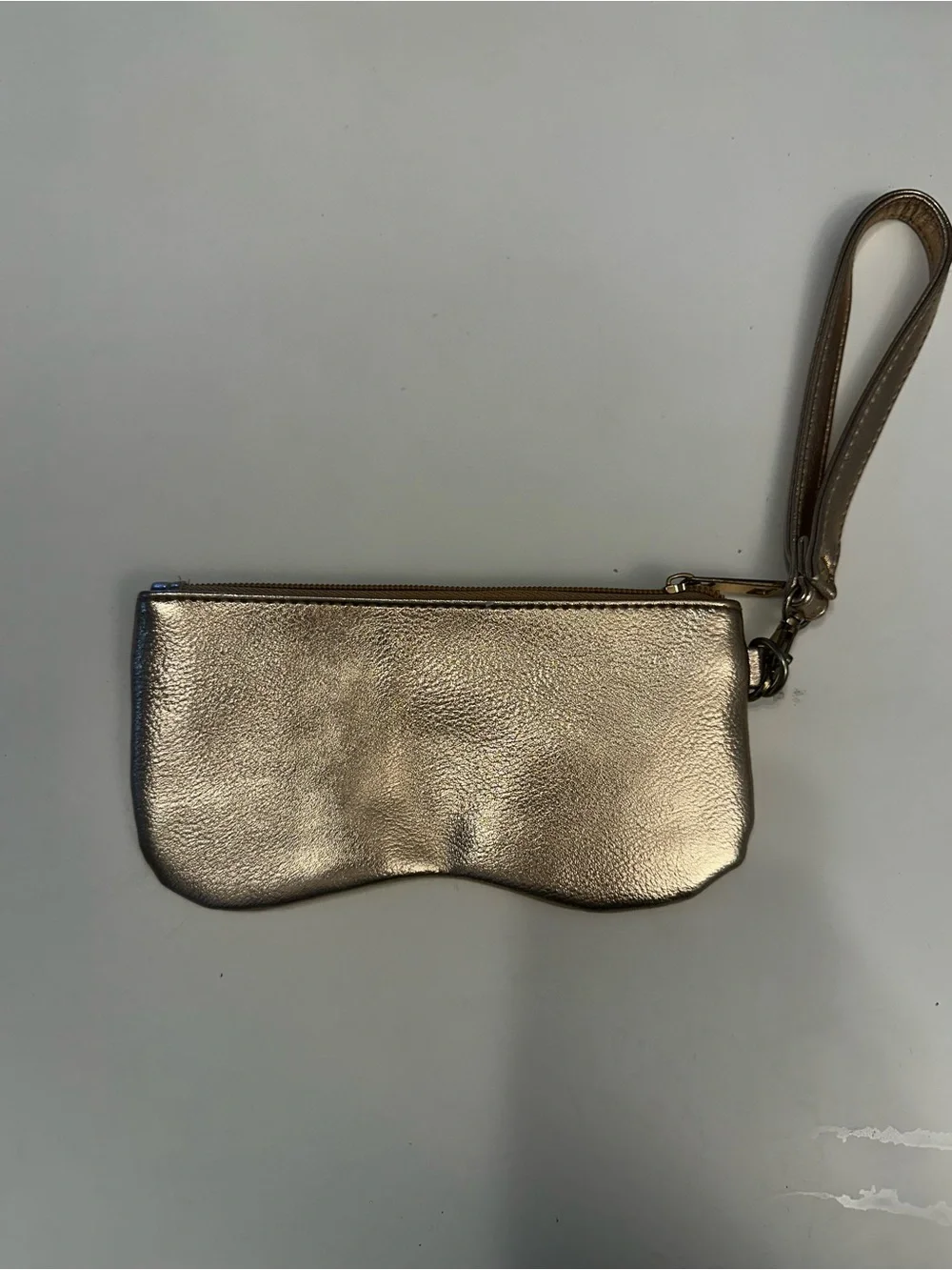 Pearl-Trim Metallic Pink Wristlet Sunglasses Pouch